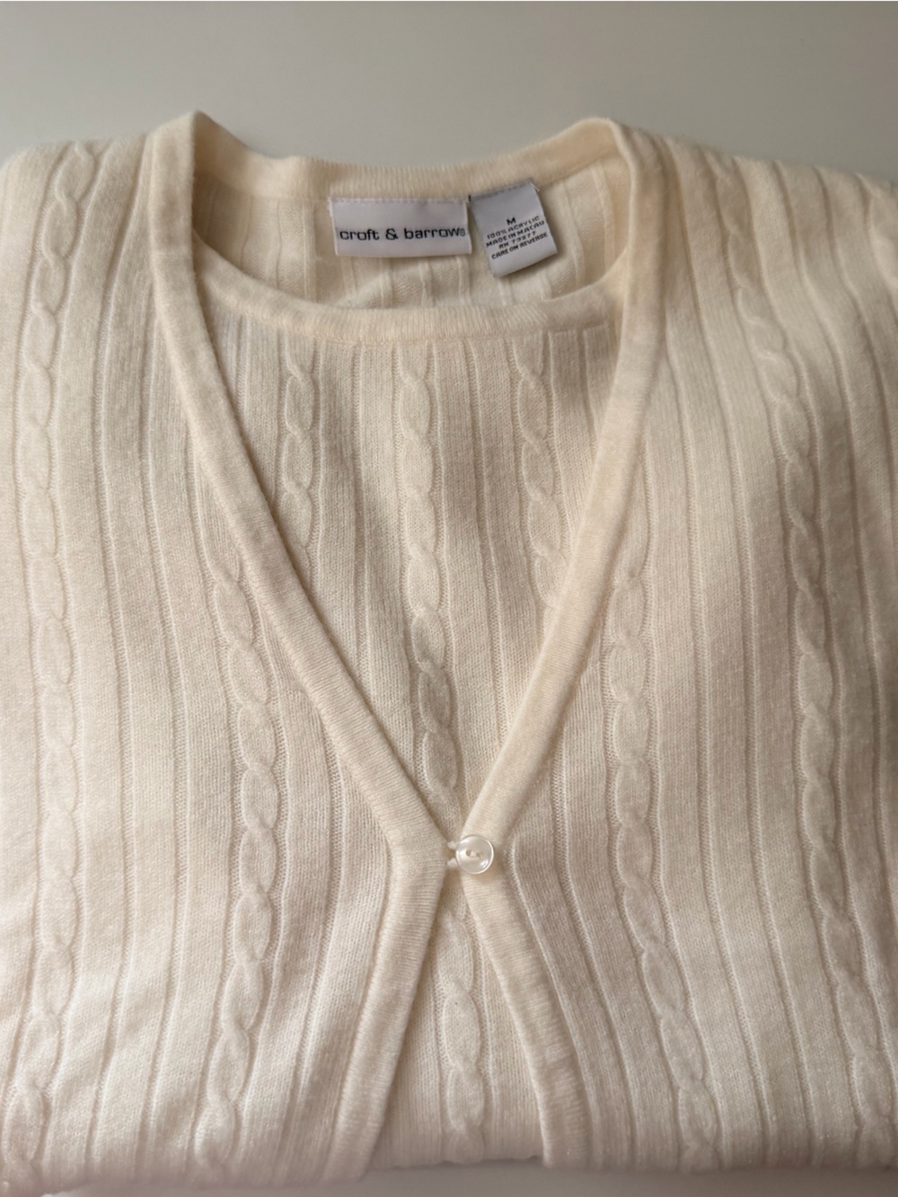 croft & barrow Cream Cable-Knit Bandeau with Keyhole Button